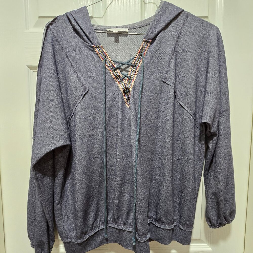 Women's Blouse Top Hoodie Large BoHo Hippie Pullover Long Sleeve